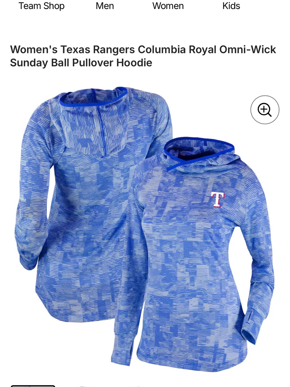 Columbia Women's Royal Blue Texas Rangers Omni‑Wick Pullover Hoodie